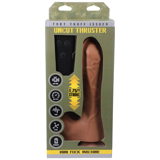FORT TROFF UNCUT THRUSTER MINI FUCK MACHINE RECHARGEABLE REMOTE-CONTROLLED SILICONE 8.5 IN. THRUSTING DILDO TAN