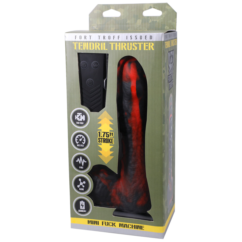 FORT TROFF TENDRIL THRUSTER MINI FUCK MACHINE RECHARGEABLE REMOTE-CONTROLLED SILICONE 8.5 IN. THRUSTING DILDO RED/BLACK