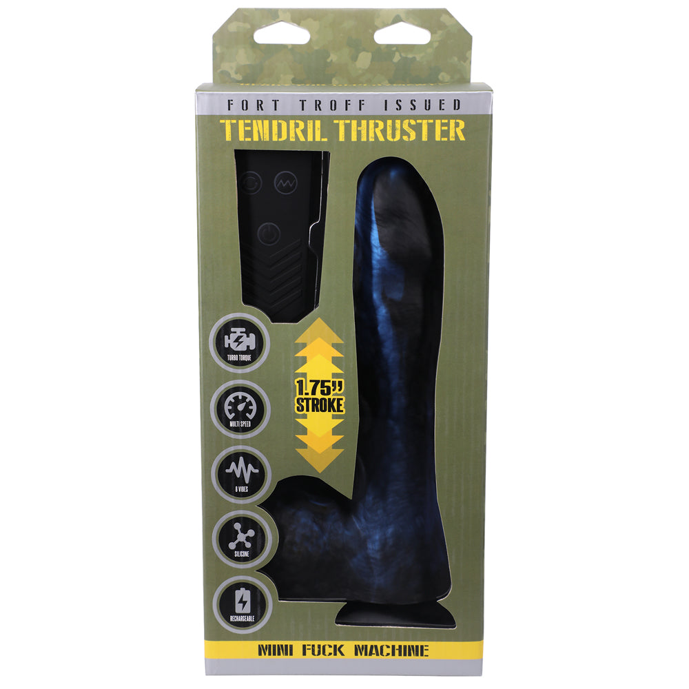 FORT TROFF TENDRIL THRUSTER MINI FUCK MACHINE RECHARGEABLE REMOTE-CONTROLLED SILICONE 8.5 IN. THRUSTING DILDO BLUE/BLACK