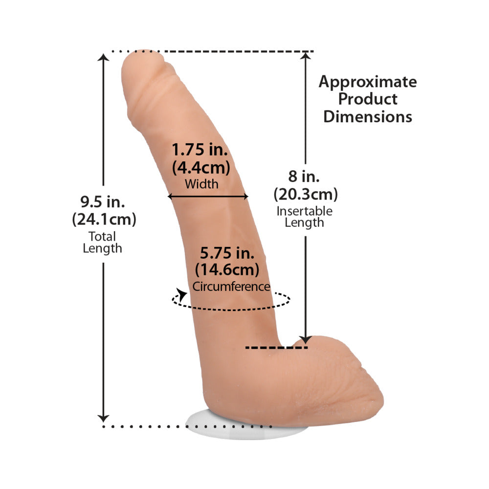 SIGNATURE COCKS QUINTON JAMES 8 IN. DUAL-DENSITY DILDO WITH VAC-U-LOCK SUCTION CUP BEIGE