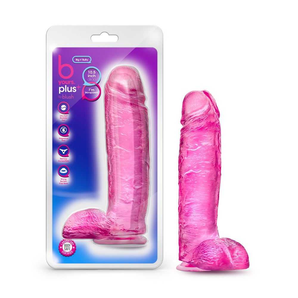 B YOURS PLUS BIG N'' BULKY 10.5 IN. DILDO WITH BALLS PINK