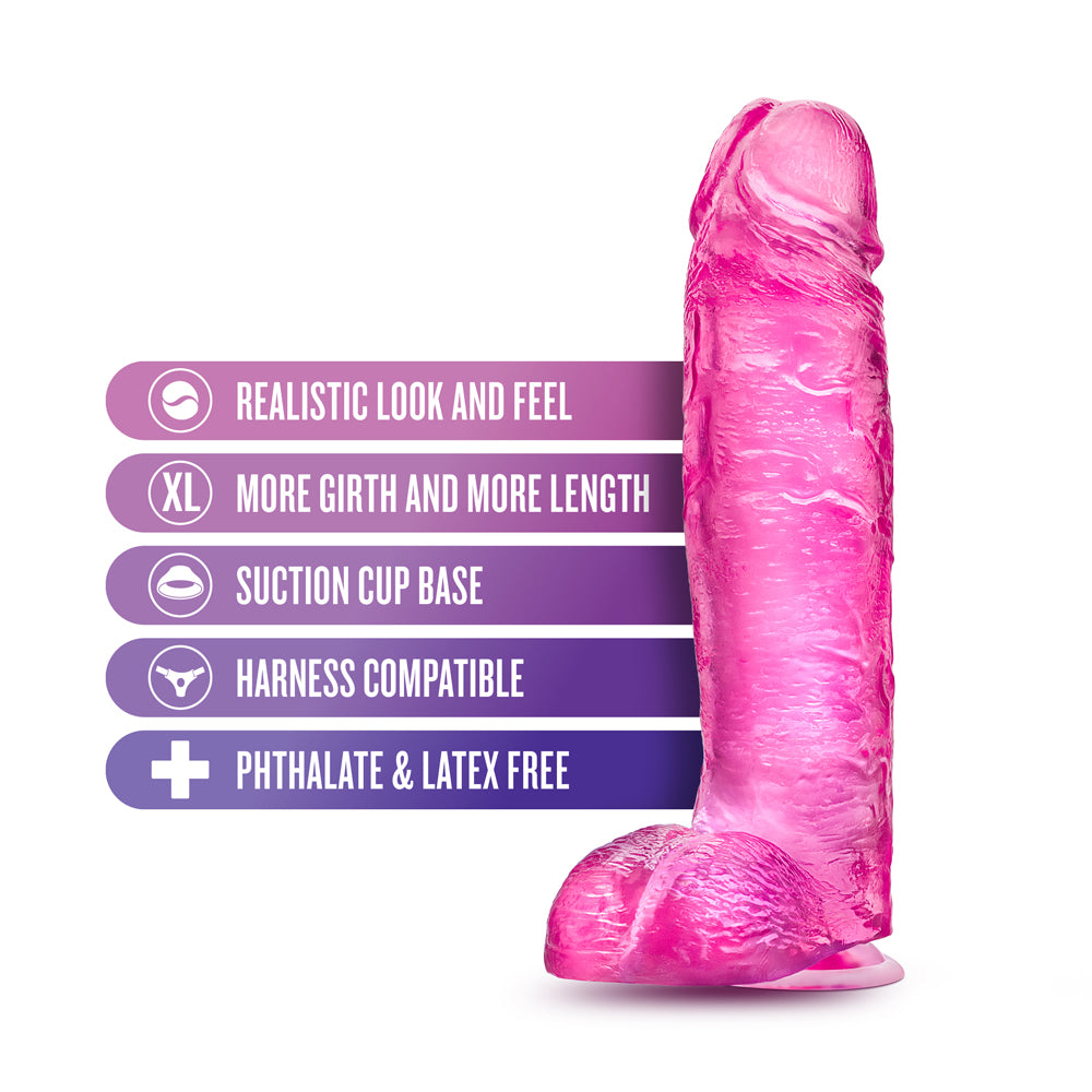 B YOURS PLUS BIG N'' BULKY 10.5 IN. DILDO WITH BALLS PINK