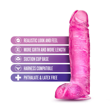 B YOURS PLUS BIG N'' BULKY 10.5 IN. DILDO WITH BALLS PINK