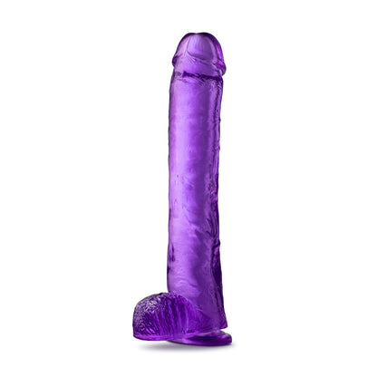 B YOURS PLUS HEFTY N'' HUNG 14 IN. DILDO WITH BALLS PURPLE