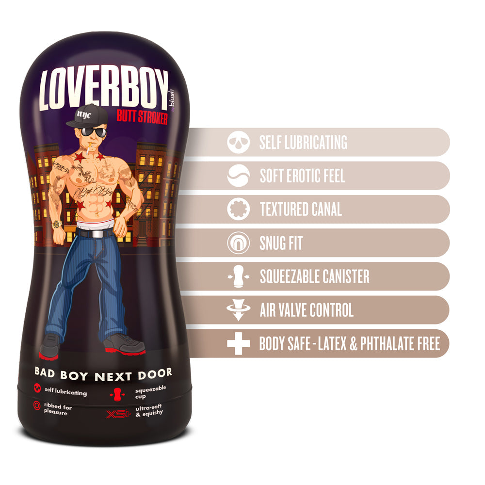 LOVERBOY BAD BOY NEXT DOOR SELF-LUBRICATING ANAL STROKER BEIGE