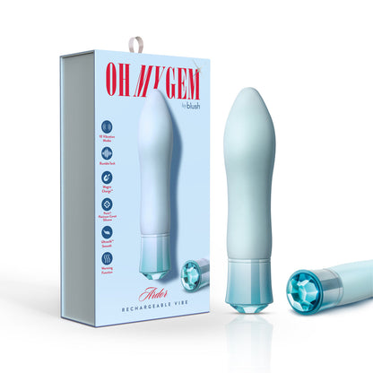 BLUSH - OH MY GEM ARDOR RECHARGEABLE WARMING SILICONE TAPERED VIBRATOR AQUAMARINE