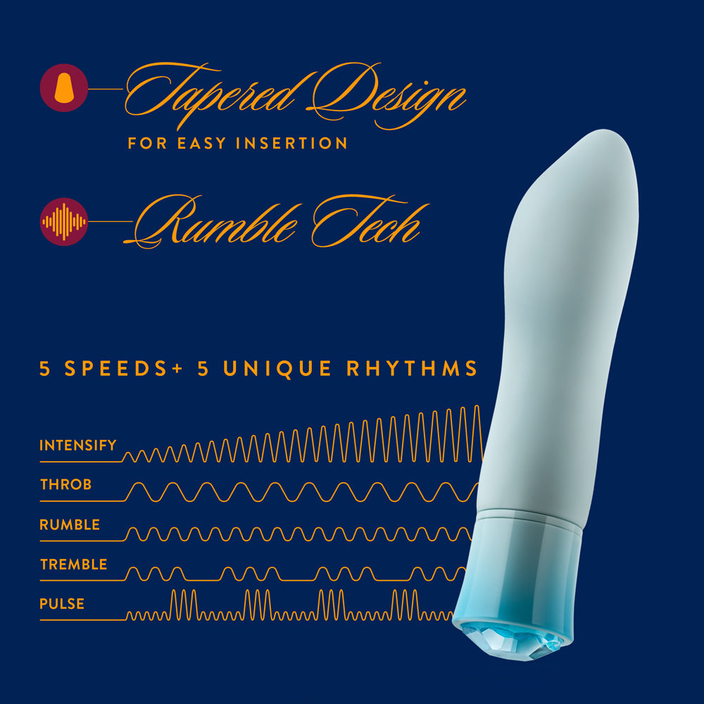 BLUSH - OH MY GEM ARDOR RECHARGEABLE WARMING SILICONE TAPERED VIBRATOR AQUAMARINE