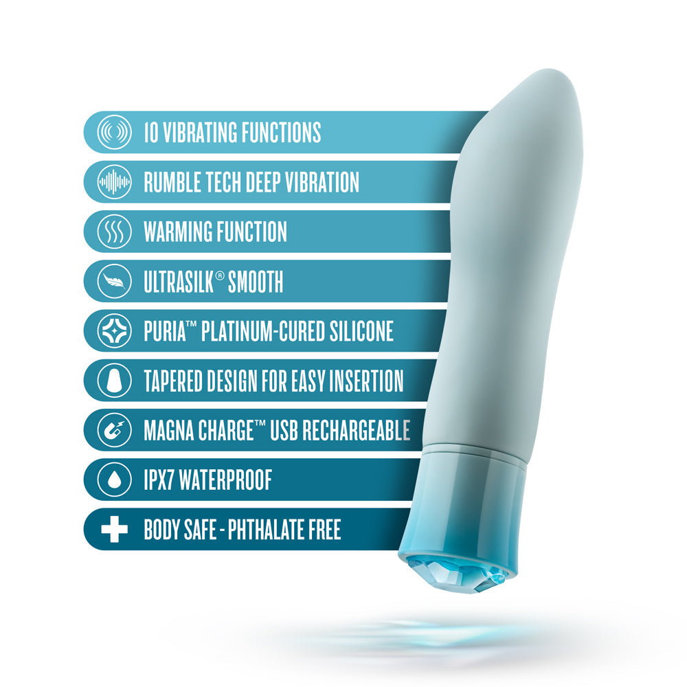 BLUSH - OH MY GEM ARDOR RECHARGEABLE WARMING SILICONE TAPERED VIBRATOR AQUAMARINE