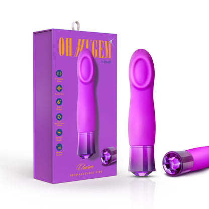 BLUSH - OH MY GEM CHARM RECHARGEABLE WARMING SILICONE CUPPED VIBRATOR AMETHYST