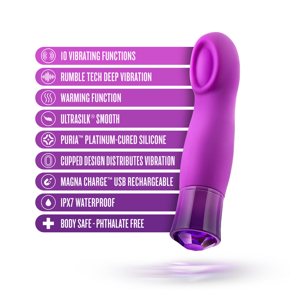 BLUSH - OH MY GEM CHARM RECHARGEABLE WARMING SILICONE CUPPED VIBRATOR AMETHYST