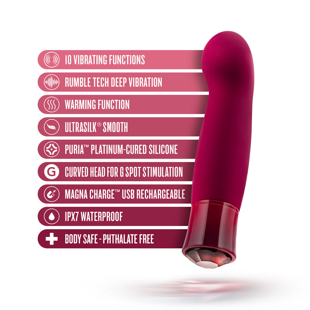 OH MY GEM CLASSY RECHARGEABLE WARMING SILICONE G-SPOT VIBRATOR GARNET