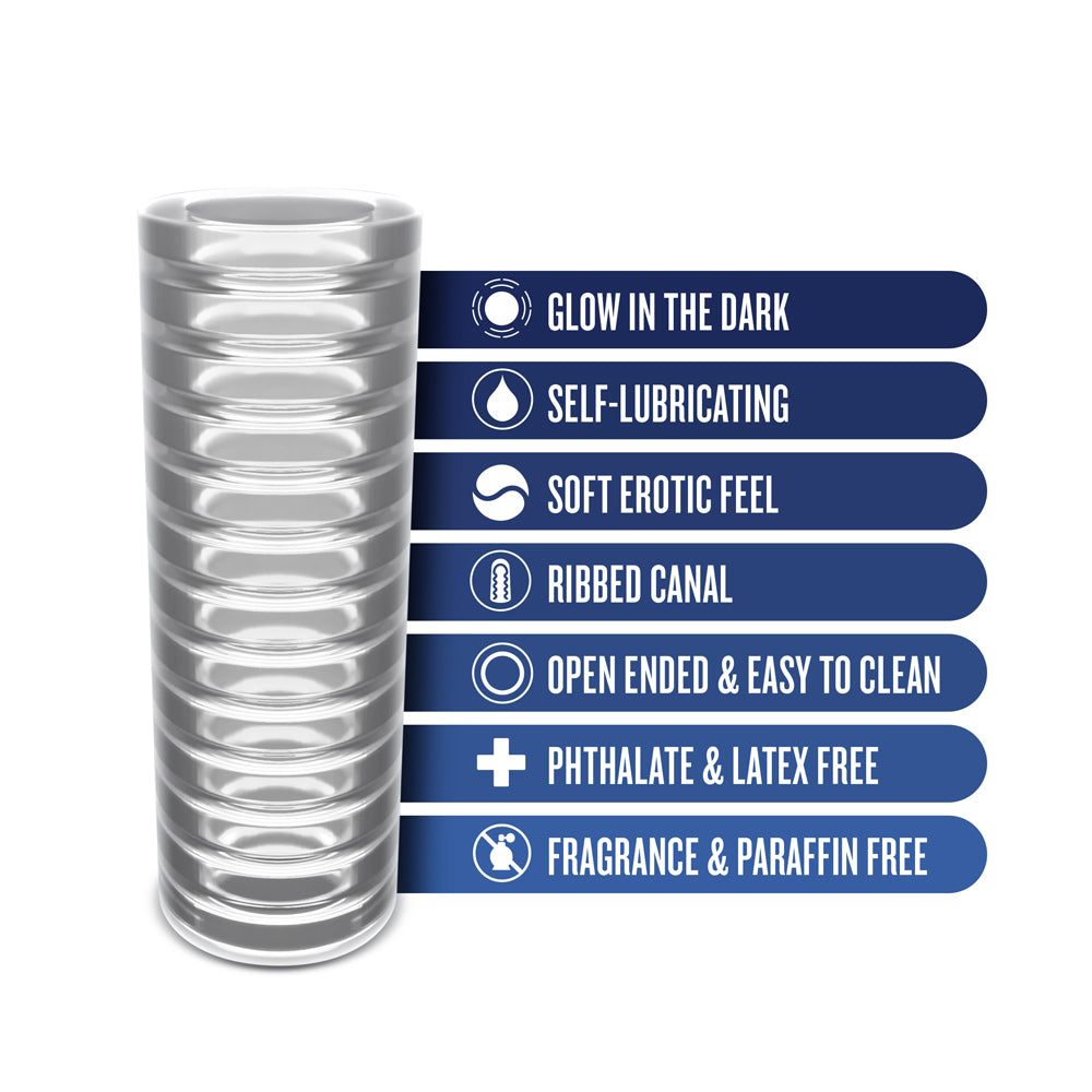 RIZE! RIBZ GLOW IN THE DARK SELF-LUBRICATING STROKER CLEAR