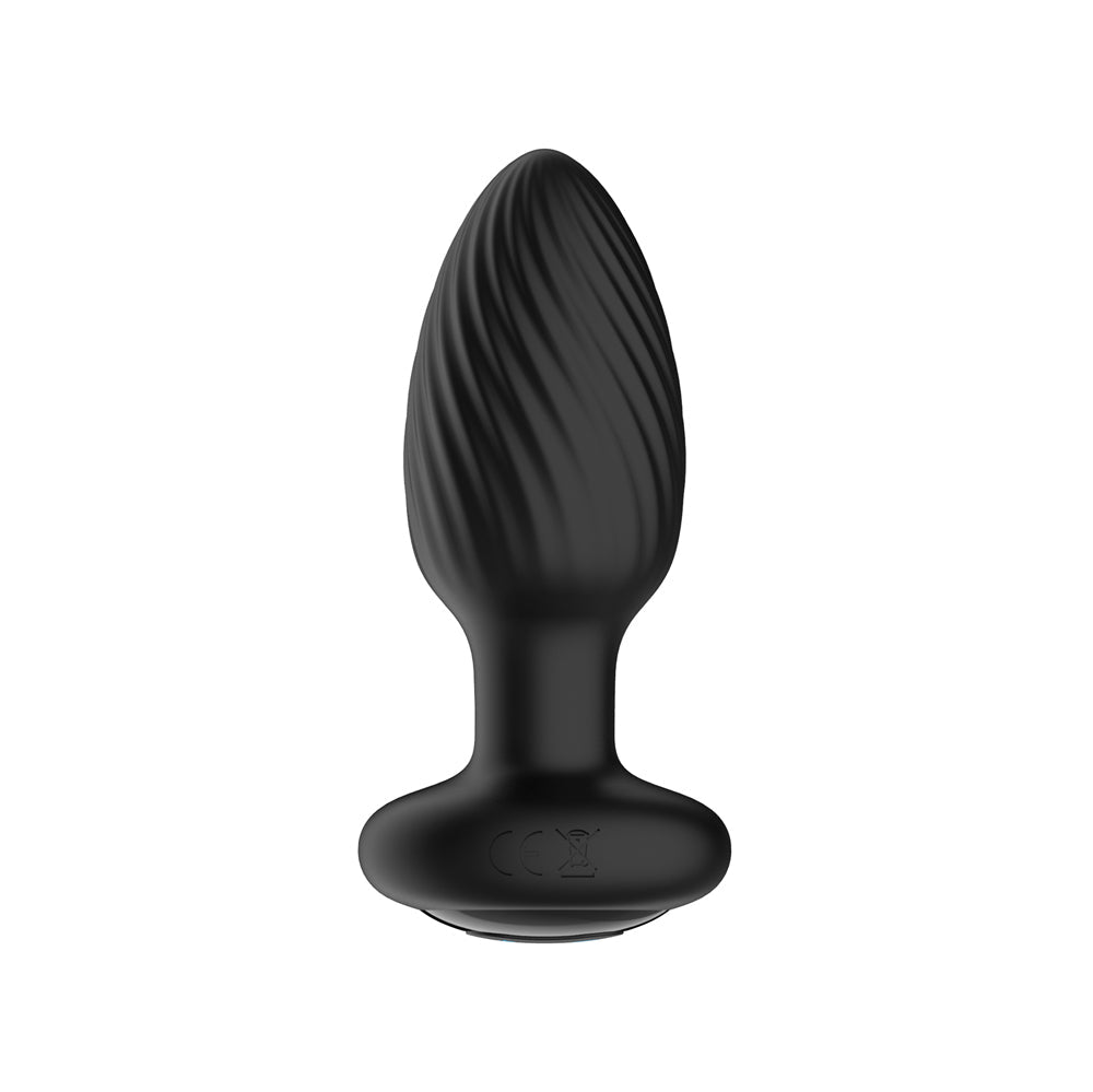 NEXUS - TORNADO TAPÓN ANAL DE SILICONA TEXTURIZADA RECAGABLE GIRATORIO Y VIBRADOR CON CONTROL REMOTO NEGRO