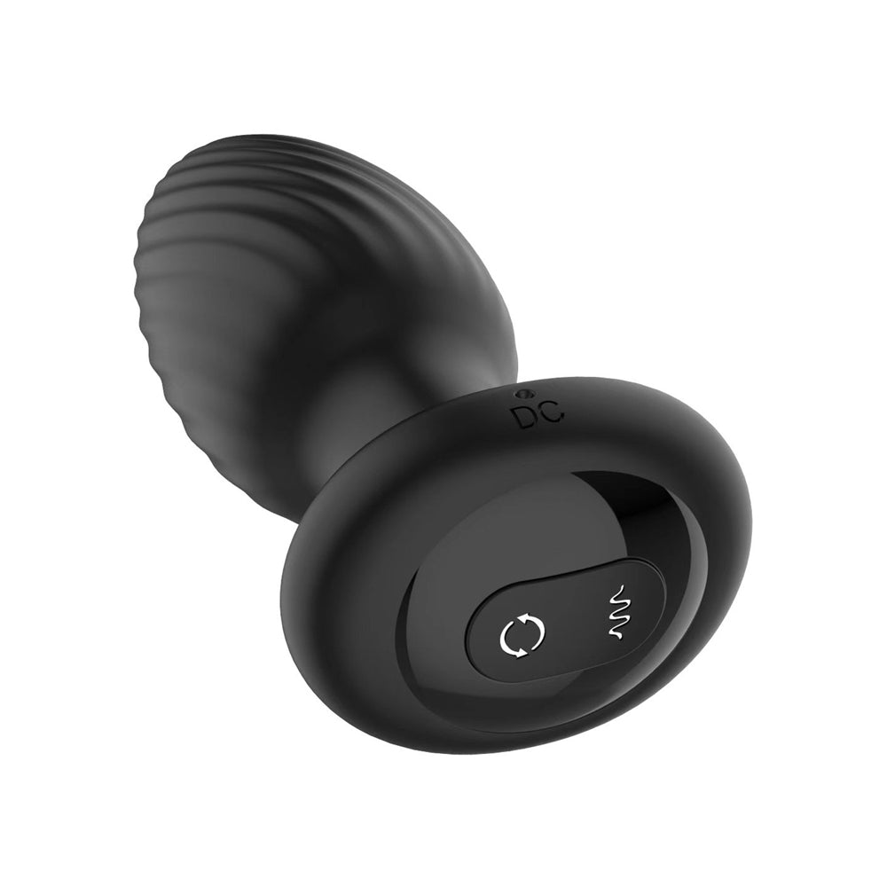 NEXUS - TORNADO TAPÓN ANAL DE SILICONA TEXTURIZADA RECAGABLE GIRATORIO Y VIBRADOR CON CONTROL REMOTO NEGRO