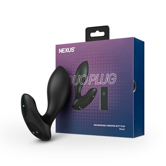 NEXUS DUO PLUG RECHARGEABLE REMOTE-CONTROLLED VIBRATING SILICONE ANAL PLUG BLACK