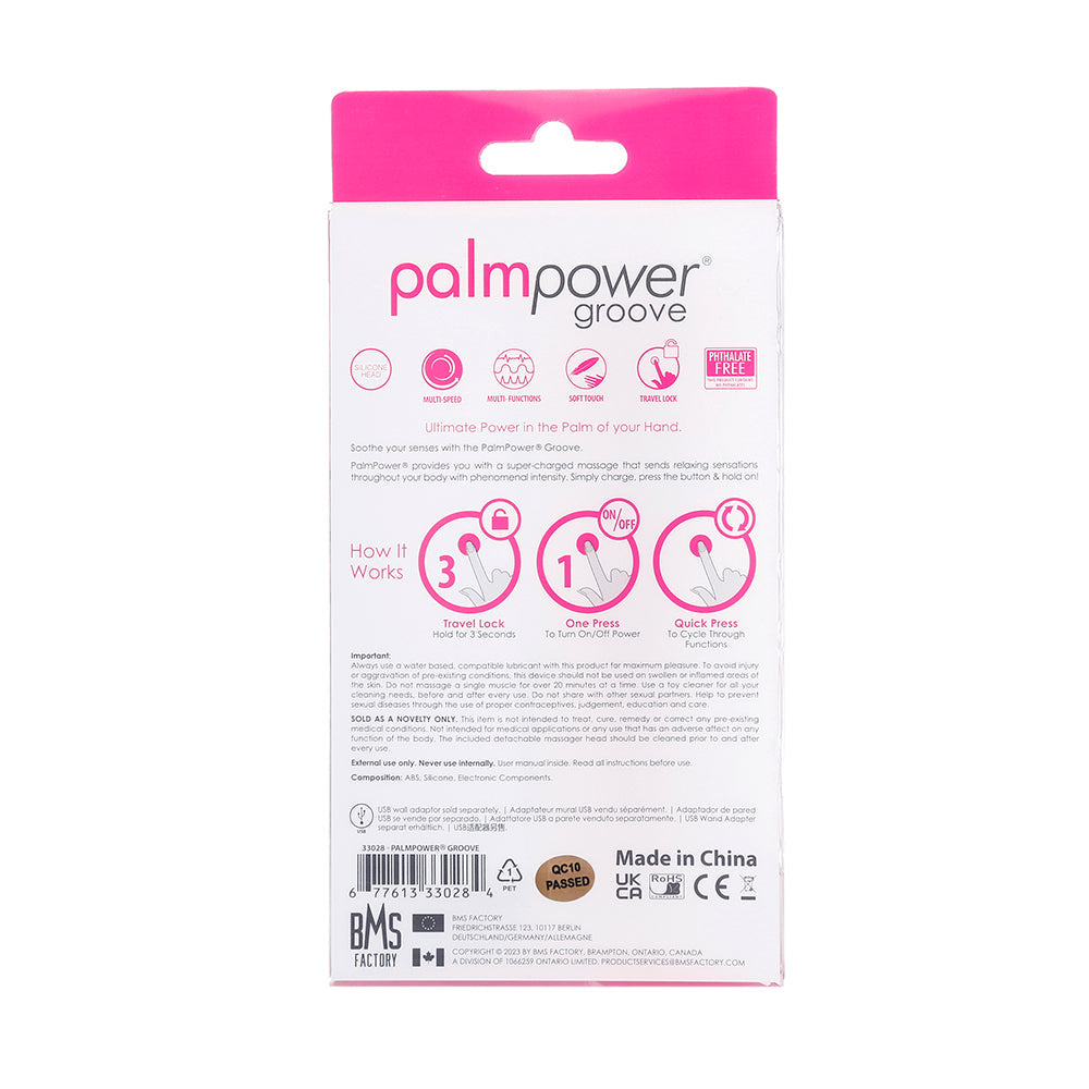 PALMPOWER GROOVE RECHARGEABLE SILICONE MINI WAND MASSAGER FUCHSIA