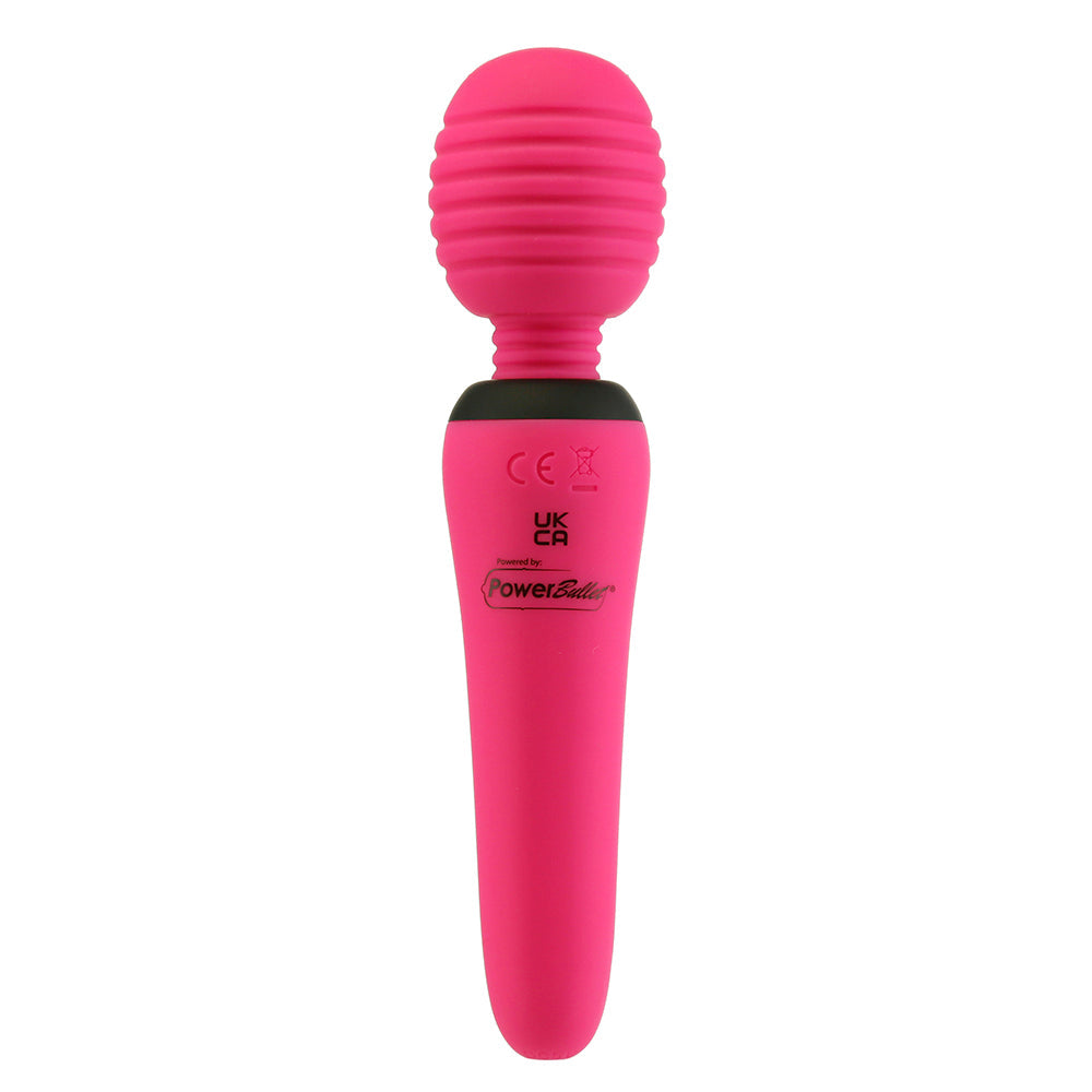 PALMPOWER GROOVE RECHARGEABLE SILICONE MINI WAND MASSAGER FUCHSIA