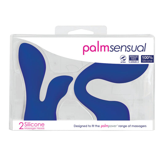 BMS - PALMPOWER PALMSENSUAL ATTACHMENTS 2-PIECE SILICONE MASSAGER HEADS BLUE