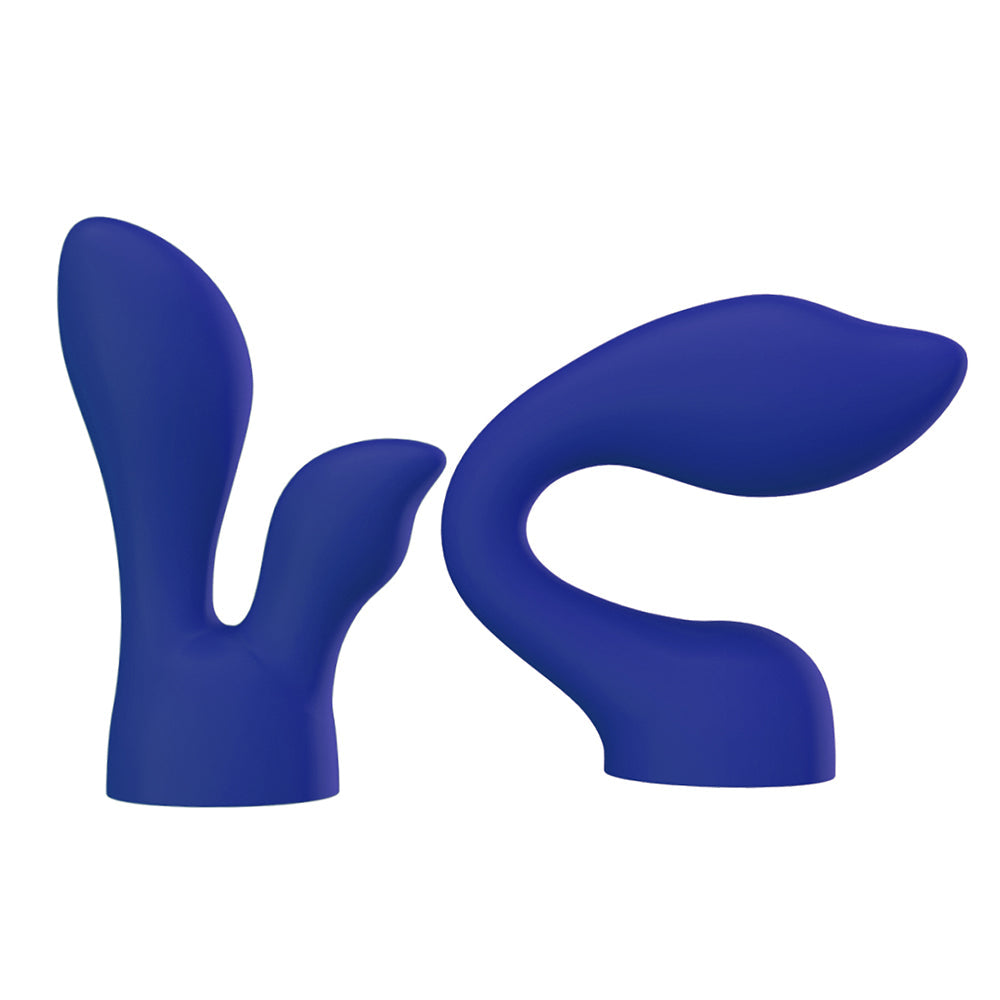 PALMPOWER PALMSENSUAL ATTACHMENTS 2-PIECE SILICONE MASSAGER HEADS BLUE