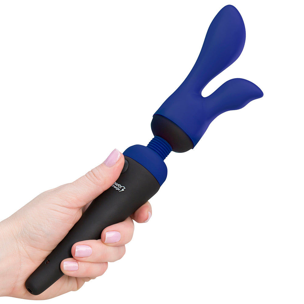 PALMPOWER PALMSENSUAL ATTACHMENTS 2-PIECE SILICONE MASSAGER HEADS BLUE