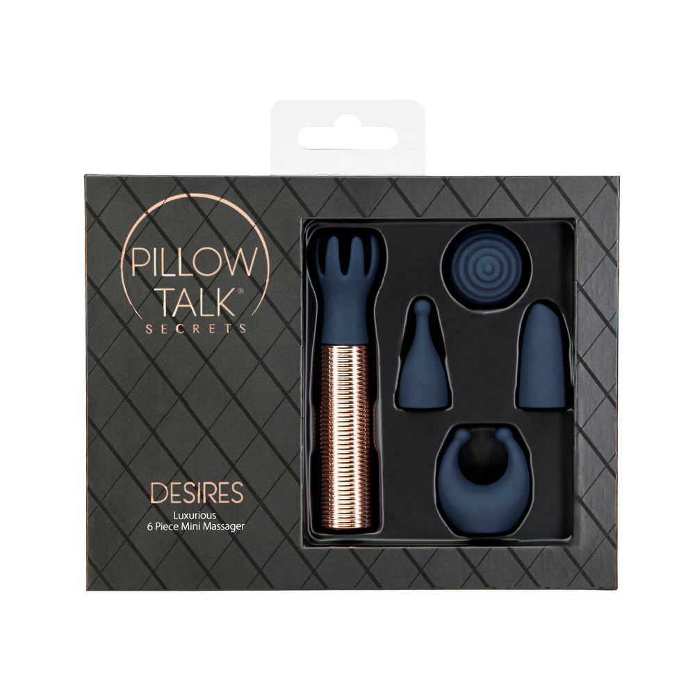 BMS - PILLOW TALK SECRETS DESIRES 6-PIECE SILICONE MINI MASSAGER SET NAVY