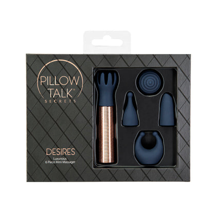 BMS - PILLOW TALK SECRETS DESIRES 6-PIECE SILICONE MINI MASSAGER SET NAVY
