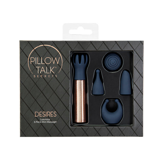 BMS - PILLOW TALK SECRETS DESIRES 6-PIECE SILICONE MINI MASSAGER SET NAVY