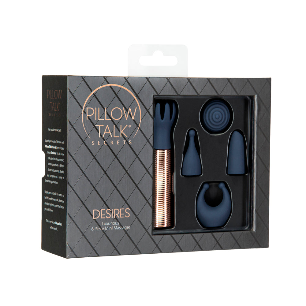 BMS - PILLOW TALK SECRETS DESIRES 6-PIECE SILICONE MINI MASSAGER SET NAVY
