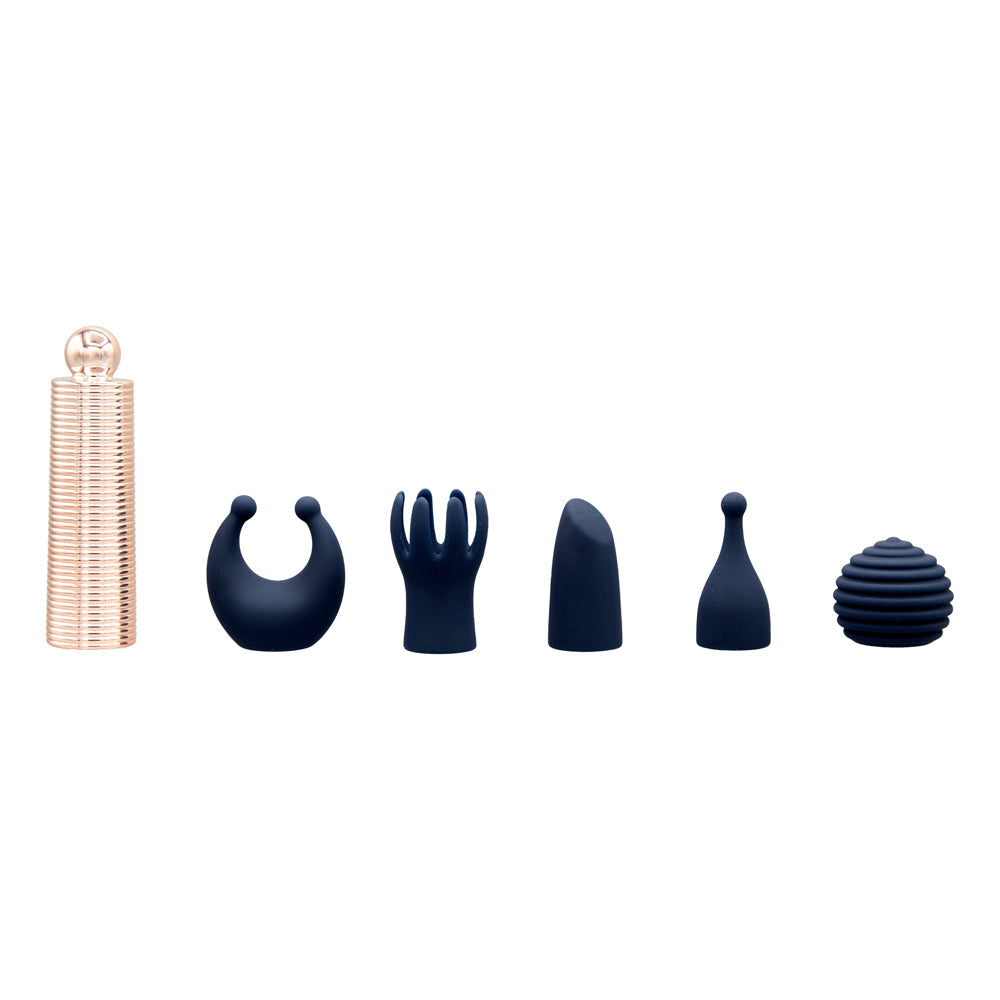 BMS - PILLOW TALK SECRETS DESIRES 6-PIECE SILICONE MINI MASSAGER SET NAVY