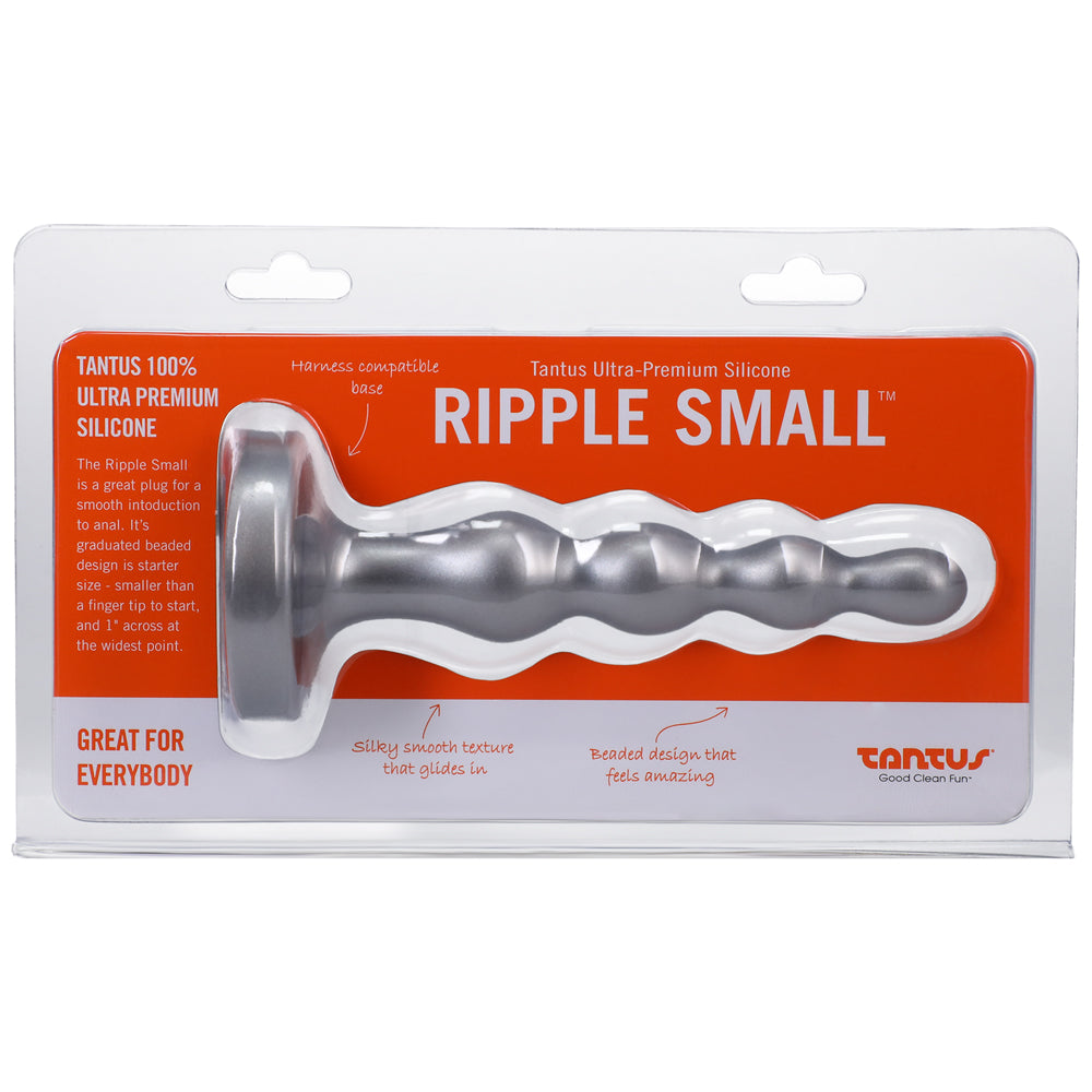 TANTUS RIPPLE SMALL 8 IN. ANAL BEADS DILDO FIRM SILVER
