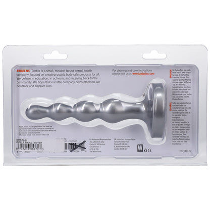 TANTUS RIPPLE SMALL 8 IN. ANAL BEADS DILDO FIRM SILVER