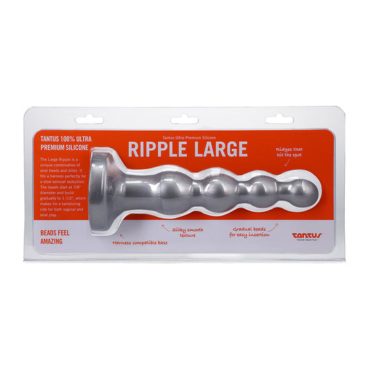 TANTUS - RIPPLE LARGE 8 IN. ANAL BEADS DILDO MEDIUM-FIRM SILVER