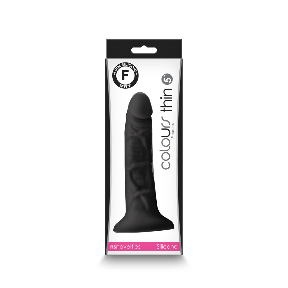 NS NOVELTIES - COLOURS PLEASURES THIN 5 IN. DILDO BLACK