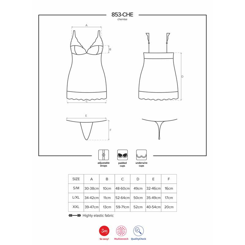 OBSESSIVE - 853-CHE-2 CHEMISE AND THONG