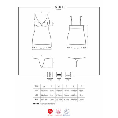 OBSESSIVE - 853-CHE-2 CHEMISE AND THONG