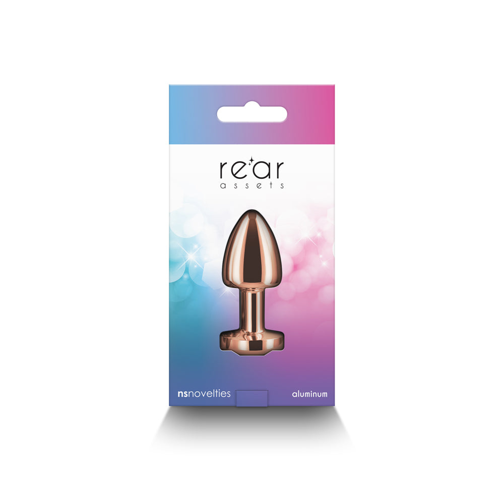 REAR ASSETS PETITE METAL ANAL PLUG ROSE GOLD/RAINBOW