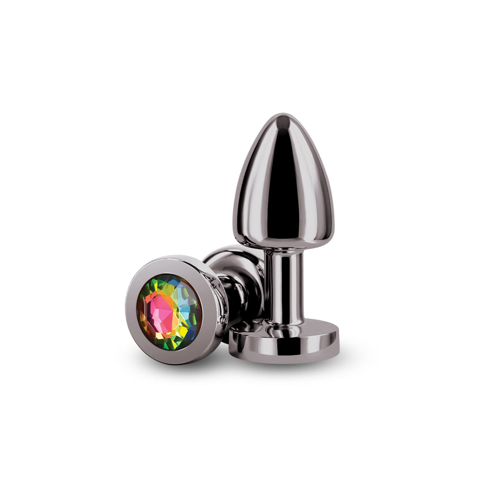 NS NOVEDADES - JUGUETE ANAL PETITE DE METAL COLOR GUNMETAL/ARCO IRIS