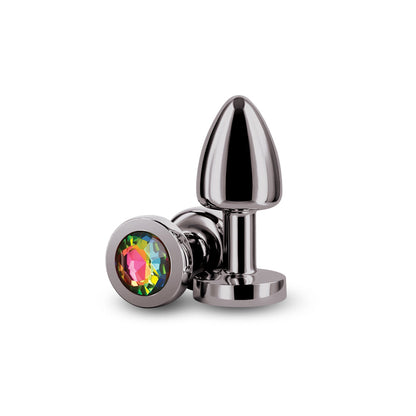 NS NOVEDADES - JUGUETE ANAL PETITE DE METAL COLOR GUNMETAL/ARCO IRIS