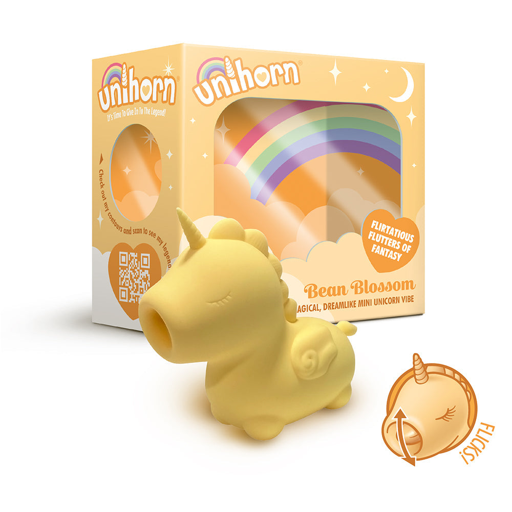 CREATIVE CONCEPTIONS - UNIHORN BEAN BLOSSOM FLICKING VIBRATOR YELLOW