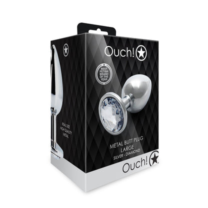 SHOTS - OUCH! ROUND GEM BUTT PLUG LARGE SILVER/DIAMOND