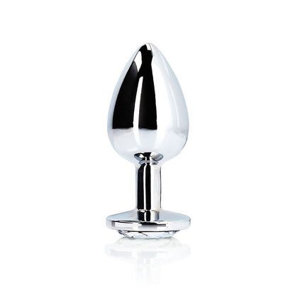 SHOTS - OUCH! ROUND GEM BUTT PLUG LARGE SILVER/DIAMOND