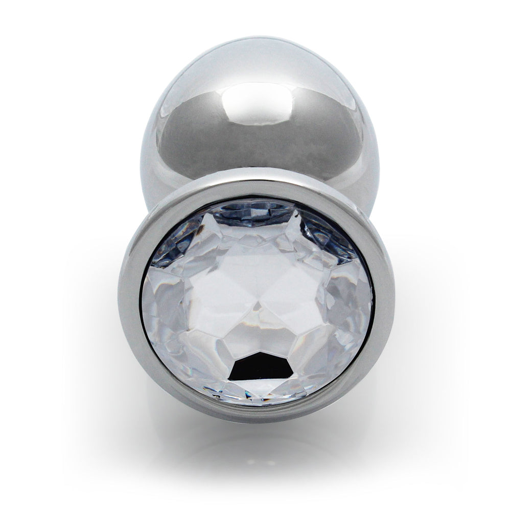 SHOTS - OUCH! ROUND GEM BUTT PLUG LARGE SILVER/DIAMOND