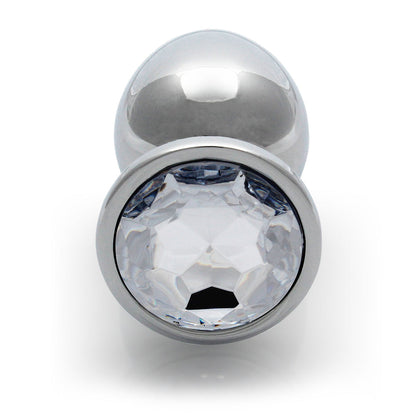 SHOTS - OUCH! ROUND GEM BUTT PLUG LARGE SILVER/DIAMOND