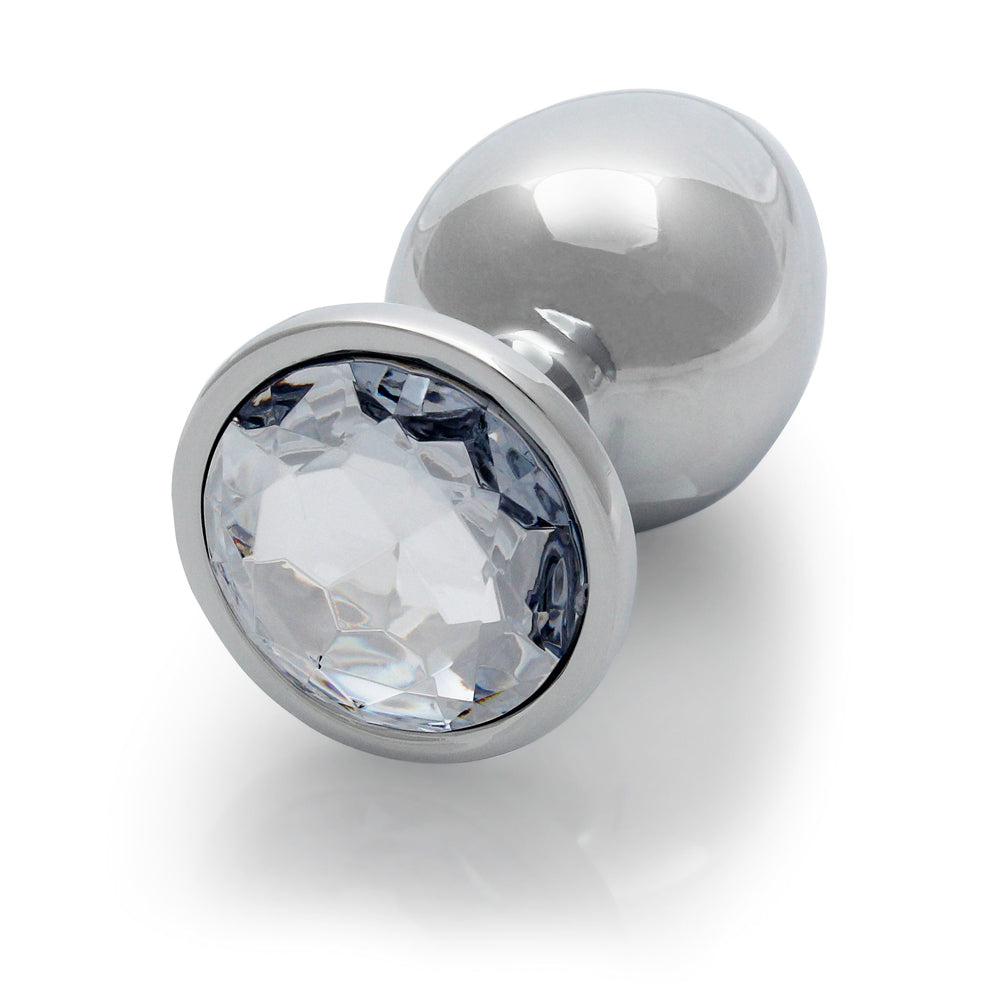 SHOTS - OUCH! ROUND GEM BUTT PLUG LARGE SILVER/DIAMOND