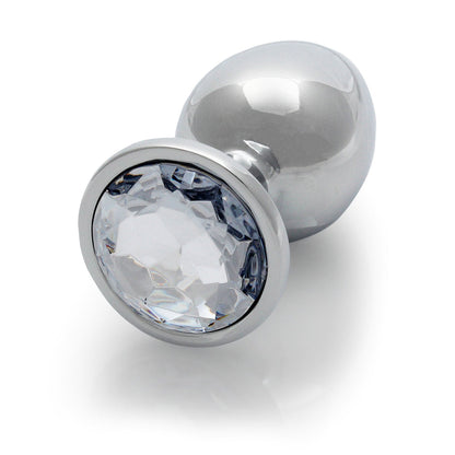 SHOTS - OUCH! ROUND GEM BUTT PLUG LARGE SILVER/DIAMOND