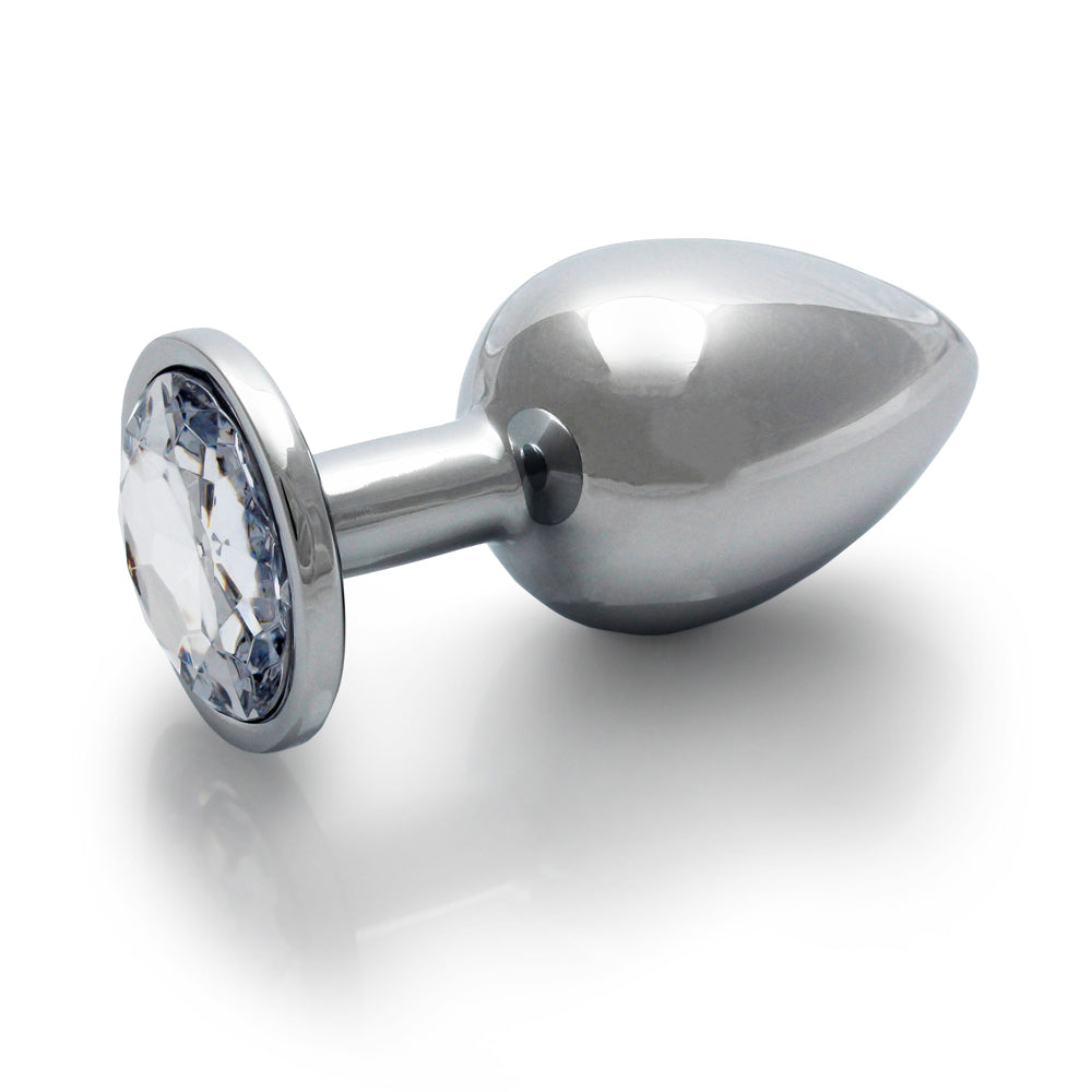 SHOTS - OUCH! ROUND GEM BUTT PLUG LARGE SILVER/DIAMOND