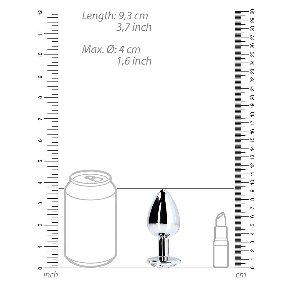 OUCH! ROUND GEM BUTT PLUG LARGE SILVER/DIAMOND