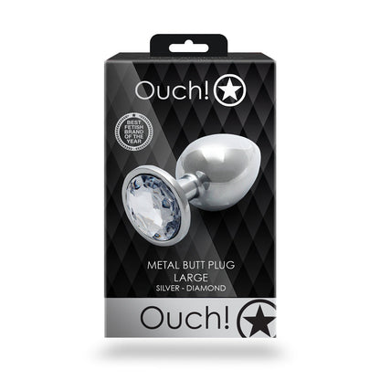 SHOTS - OUCH! ROUND GEM BUTT PLUG LARGE SILVER/DIAMOND