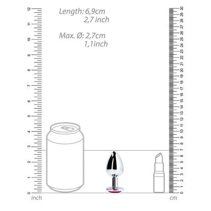 OUCH! HEART GEM BUTT PLUG SMALL SILVER/RUBELLITE PINK