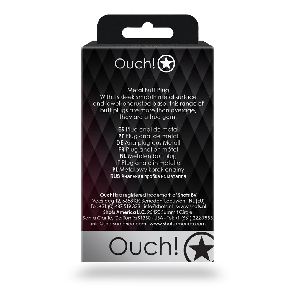 SHOTS - OUCH! HEART GEM BUTT PLUG SMALL SILVER/RUBELLITE PINK